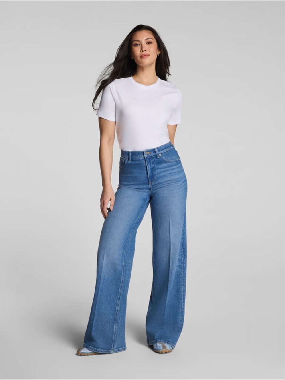 SPANX Wide Leg Denim Jeans in Medium Blue